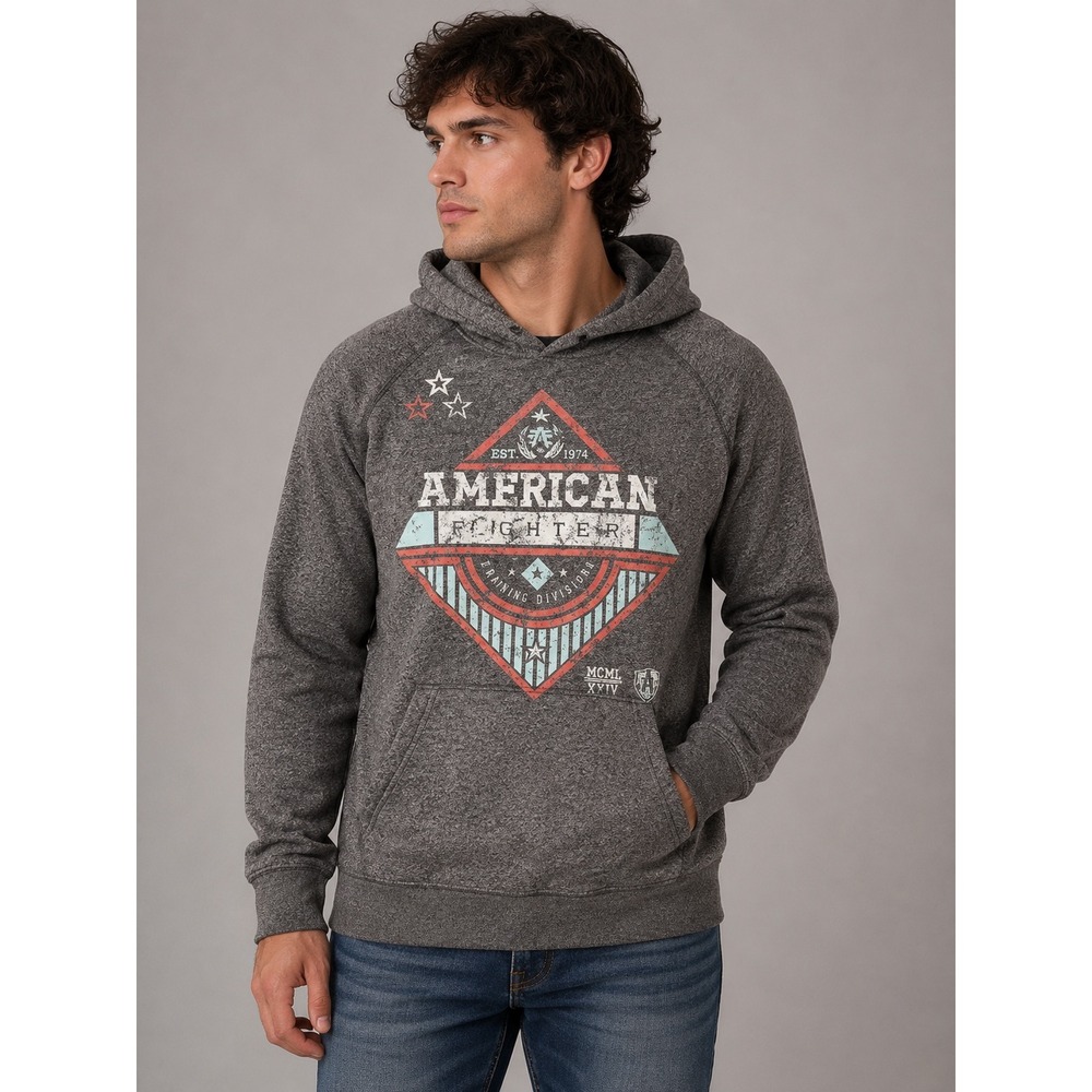 American Fighter Mens Small Charcoal Heather Grey Graphic Pullover Hoodie MMA